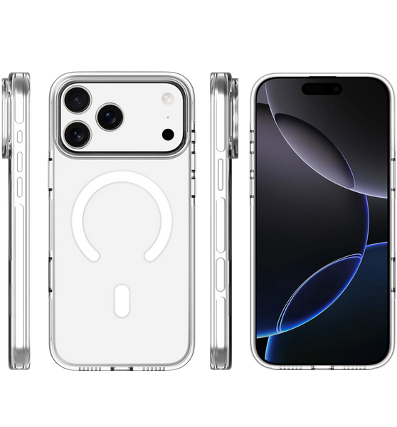 Capa transparente 1 Kase para iPhone 18 Pro em policarbonato com tecnologia MagSafe e botões em alumínio