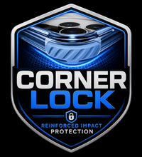 Selo de tecnologia Corner Lock da 1 Kase destacando a proteção reforçada contra impactos para capas de celular