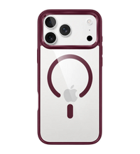 Capa 1 Kase Ultra Hybrid para iPhone 18 Pro Max transparente com bordas e detalhes em vinho e suporte MagSafe